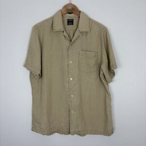 Todd Snyder Baird McNutt Irish Linen Camp Shirt Men's XL Beige Loop Collar